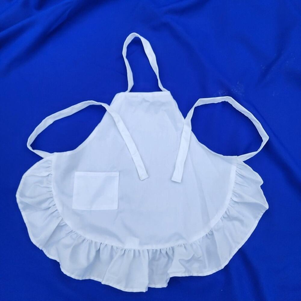Girls Apron Paint Smock For Children Small Size Ages 8-12, White